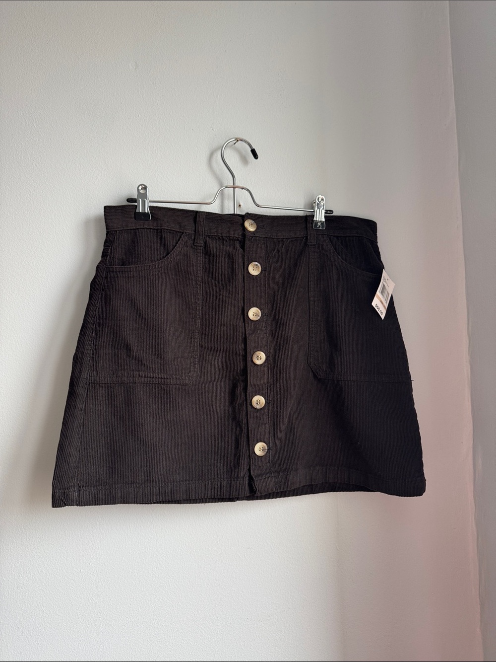Kensie Dark Brown Corduroy Button-Front Skirt NWT